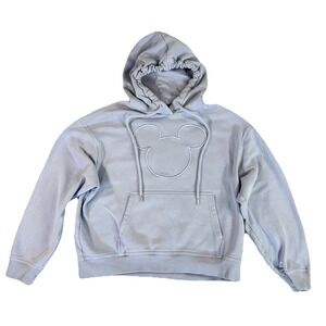 H&M Disney Mickey Mouse Cropped Sweatshirt Hoodie Blue Women Large Oversized L
